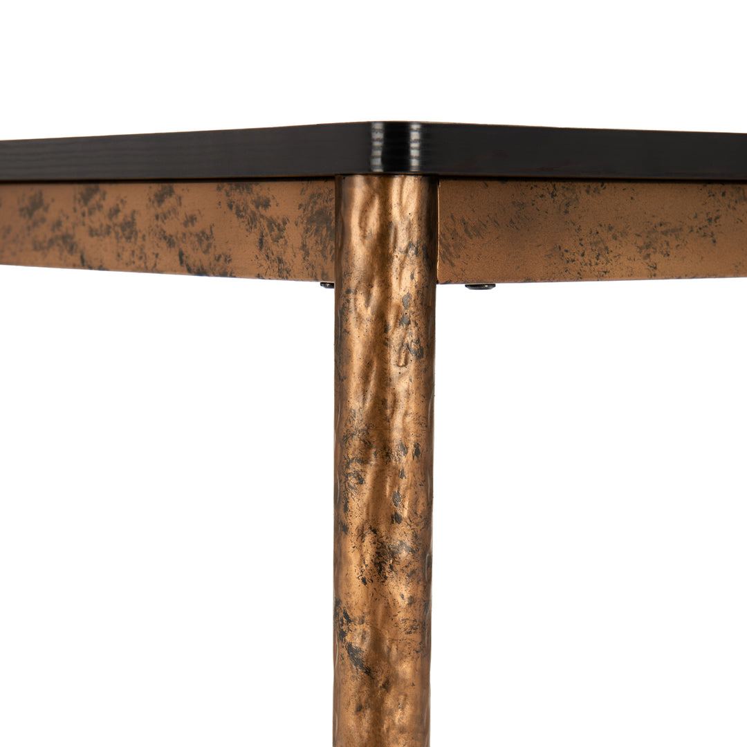 Nida Bar Table Black Bronze Forge-Look Steel Base Laminate Top Modern Design Image 5