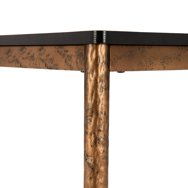 Nida Bar Table Black Bronze Forge-Look Steel Base Laminate Top Modern Design Image 5