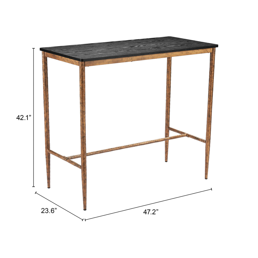 Nida Bar Table Black Bronze Forge-Look Steel Base Laminate Top Modern Design Image 8