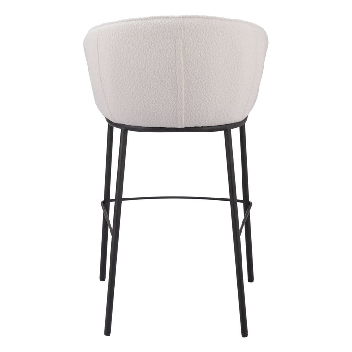 Essen Barstool Ivory Teddy Fabric Modern Design Black Steel Frame Comfortable Seat Image 4