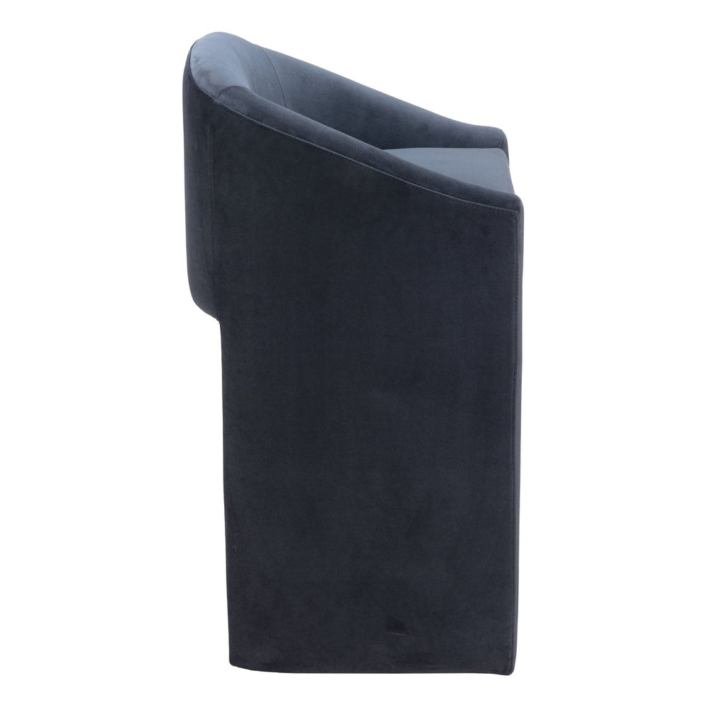 Emas Barstool Velvet Midnight Gray Modern Glam Residential Hotel Seating Image 2