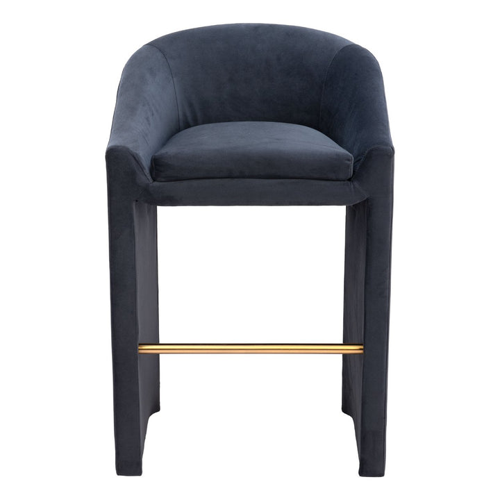 Emas Barstool Velvet Midnight Gray Modern Glam Residential Hotel Seating Image 3