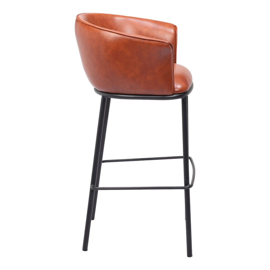 Garston Barstool Brown Modern Vinyl Seat Steel Frame for Home Bar Kitchen Image 2