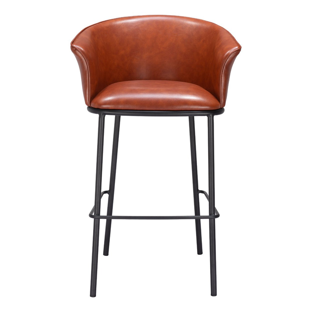 Garston Barstool Brown Modern Vinyl Seat Steel Frame for Home Bar Kitchen Image 3