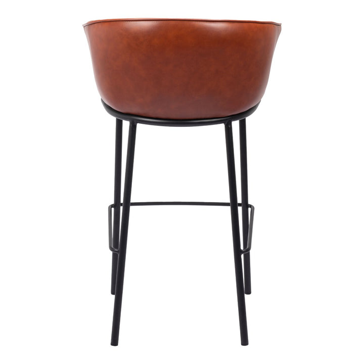 Garston Barstool Brown Modern Vinyl Seat Steel Frame for Home Bar Kitchen Image 4