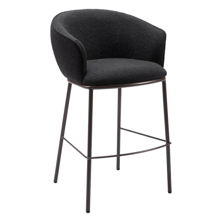 Essen Barstool Black Bronze Teddy Fabric Comfortable 29-Inch Modern Design Image 1