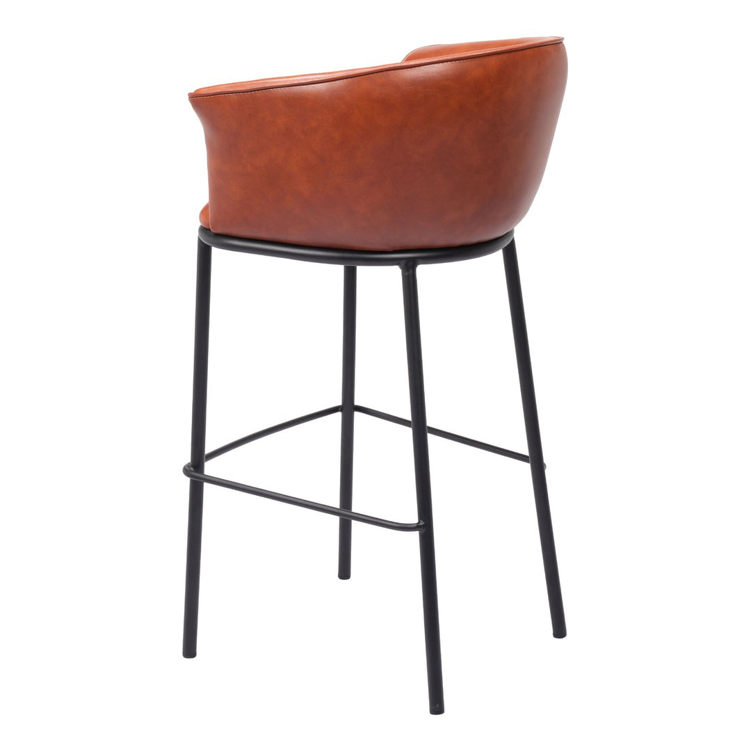 Garston Barstool Brown Modern Vinyl Seat Steel Frame for Home Bar Kitchen Image 5