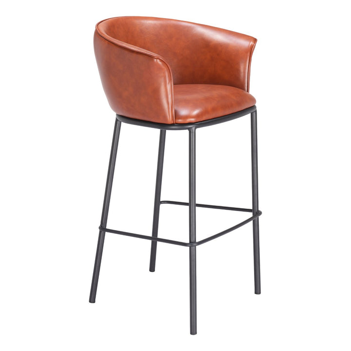 Garston Barstool Brown Modern Vinyl Seat Steel Frame for Home Bar Kitchen Image 6