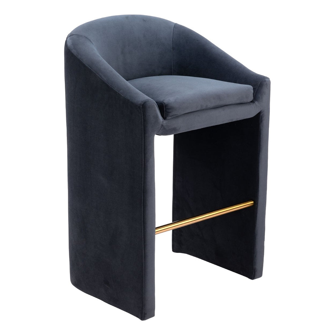 Emas Barstool Velvet Midnight Gray Modern Glam Residential Hotel Seating Image 6