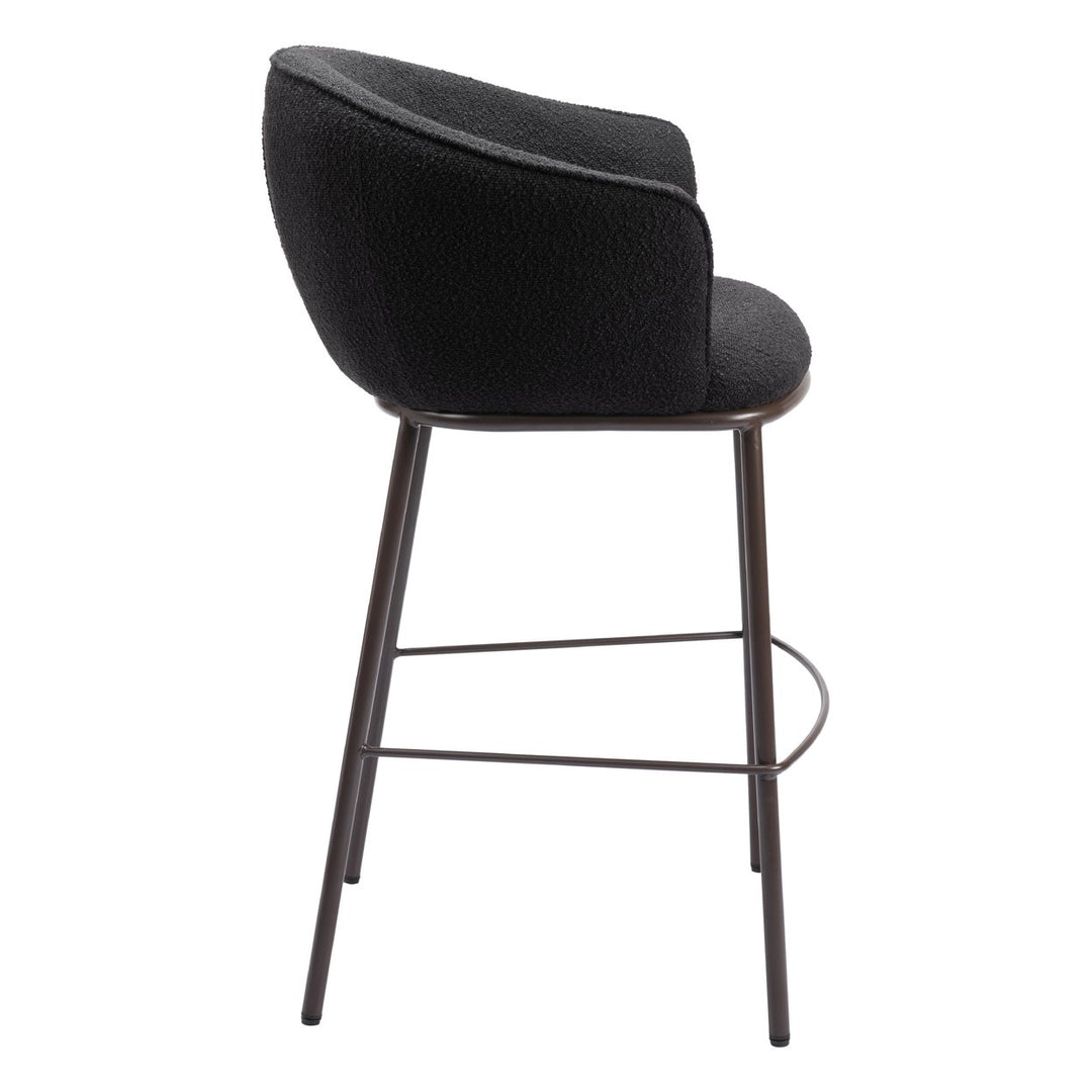 Essen Barstool Black Bronze Teddy Fabric Comfortable 29-Inch Modern Design Image 2