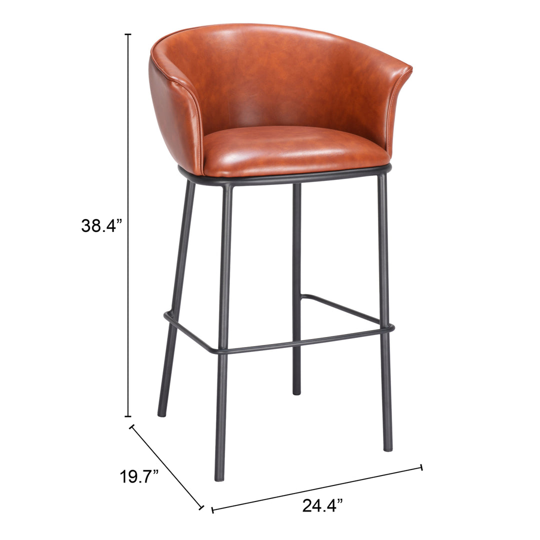 Garston Barstool Brown Modern Vinyl Seat Steel Frame for Home Bar Kitchen Image 8