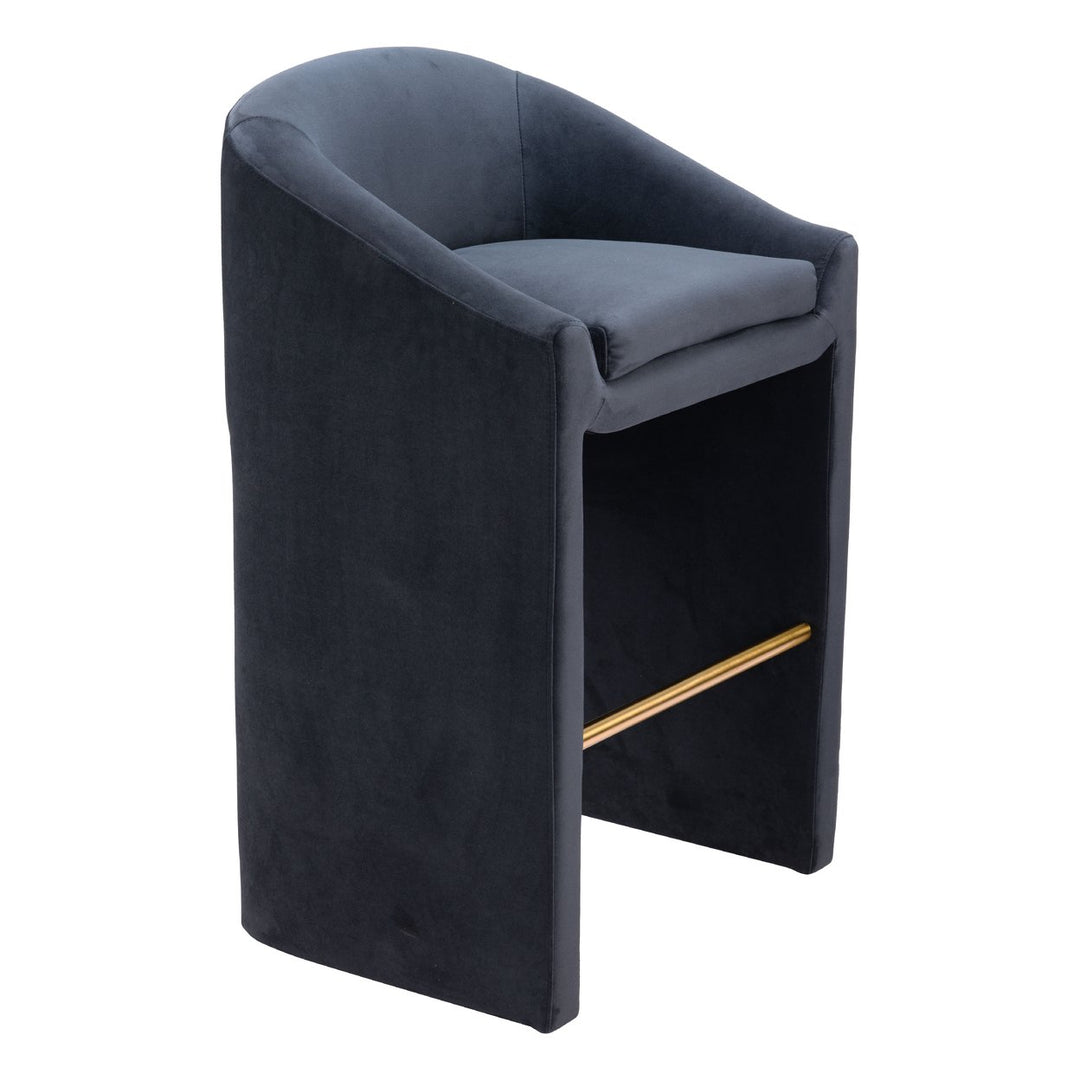 Emas Barstool Velvet Midnight Gray Modern Glam Residential Hotel Seating Image 7