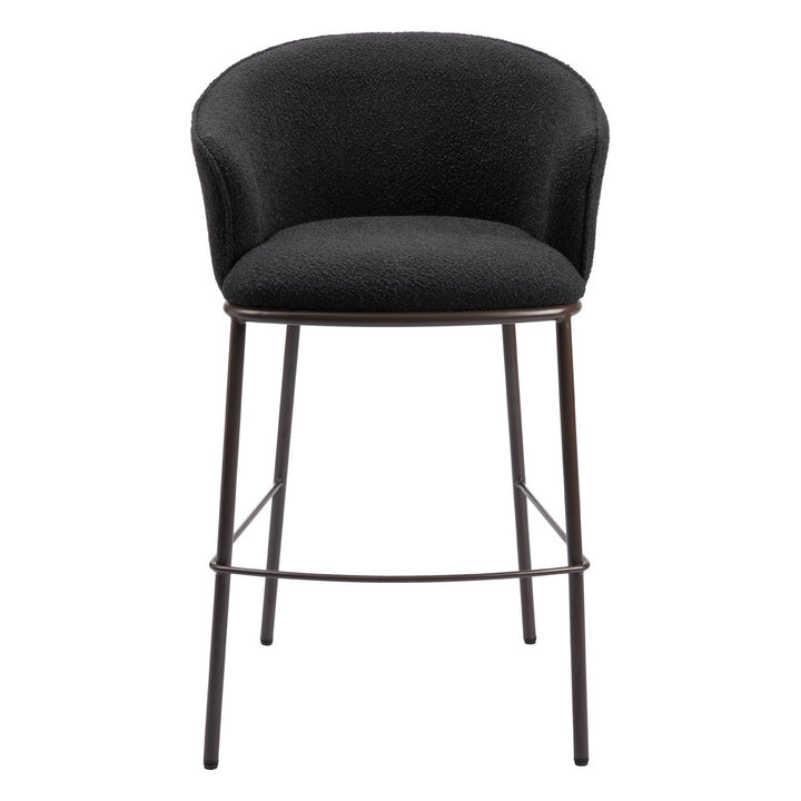 Essen Barstool Black Bronze Teddy Fabric Comfortable 29-Inch Modern Design Image 3