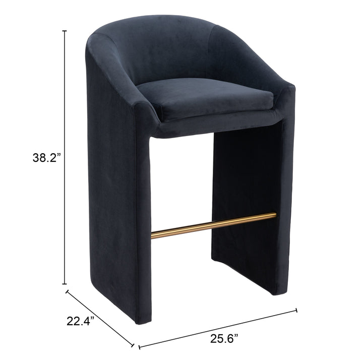 Emas Barstool Velvet Midnight Gray Modern Glam Residential Hotel Seating Image 9