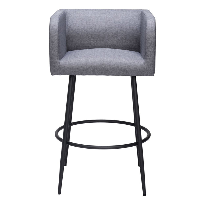 Horbat Barstool Set of 2 Gray Poly Linen Seat Steel Frame Modern Design Image 3