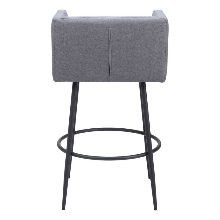 Horbat Barstool Set of 2 Gray Poly Linen Seat Steel Frame Modern Design Image 4