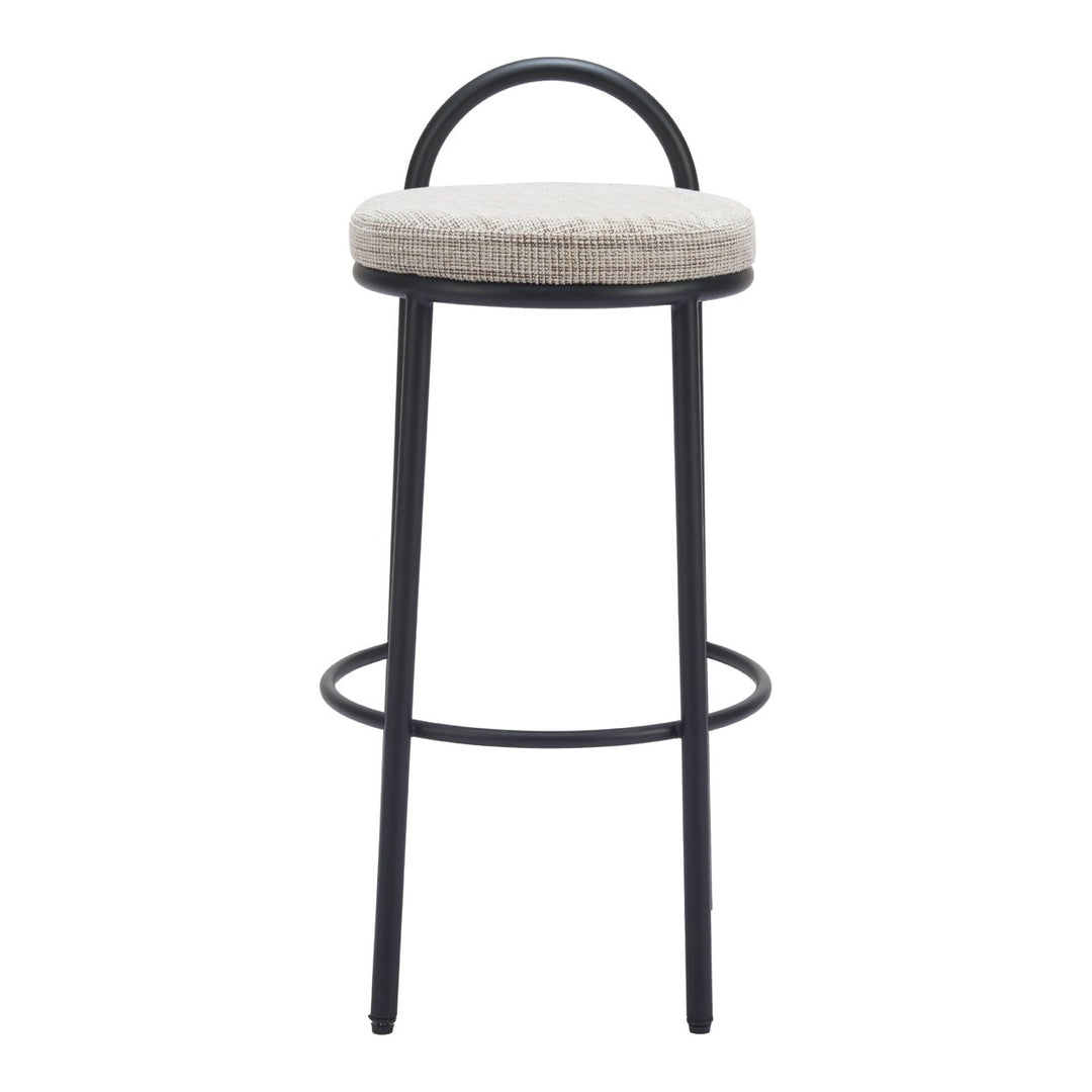 Sisal Barstools Set of 2 Beige Tweed Upholstered Steel Frame Modern Design Image 3