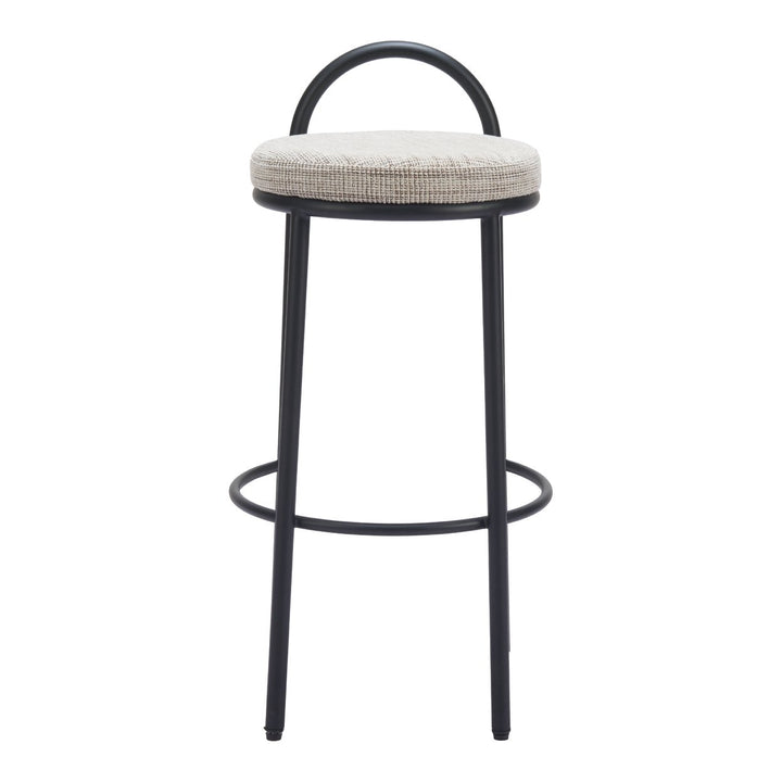 Sisal Barstools Set of 2 Beige Tweed Upholstered Steel Frame Modern Design Image 3