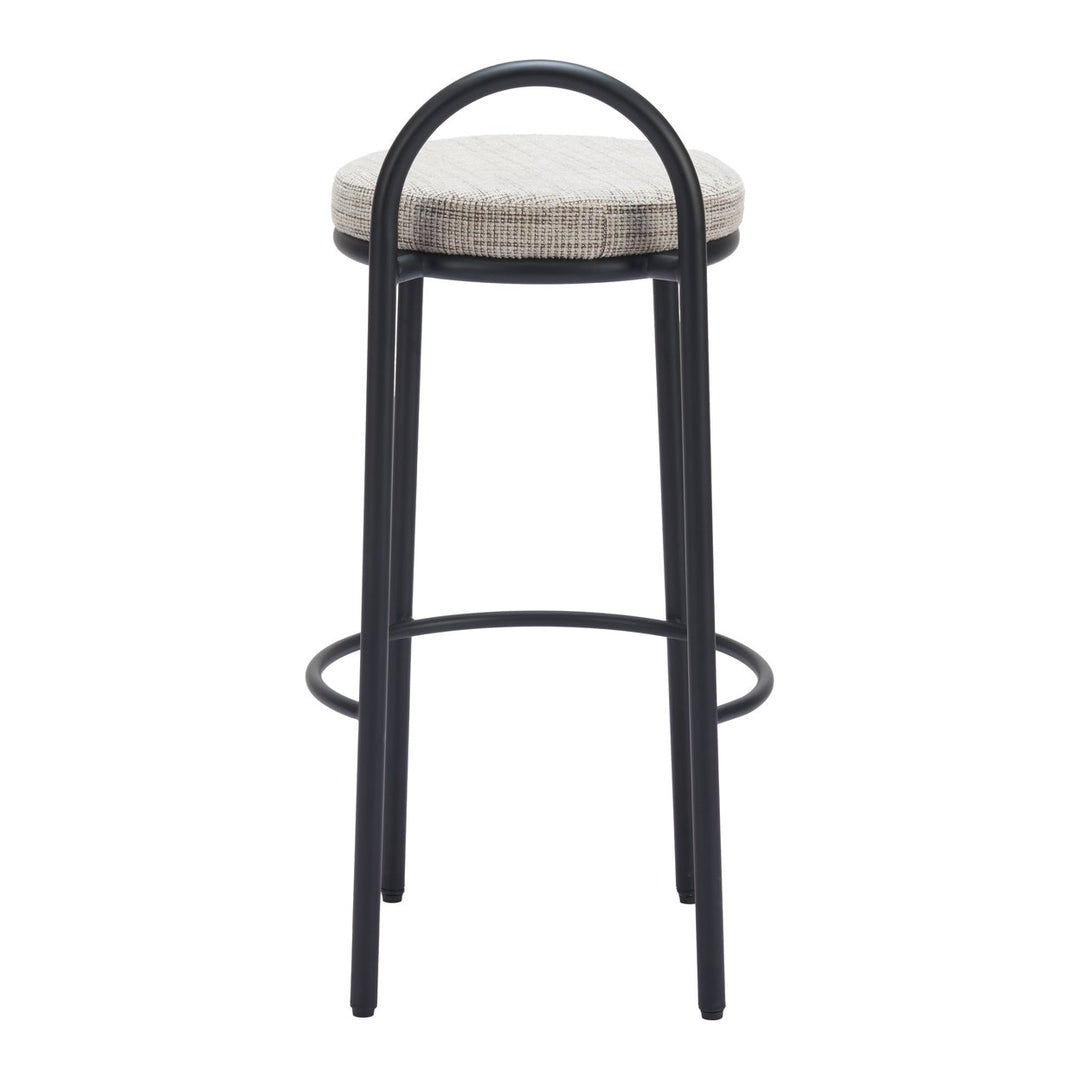 Sisal Barstools Set of 2 Beige Tweed Upholstered Steel Frame Modern Design Image 4