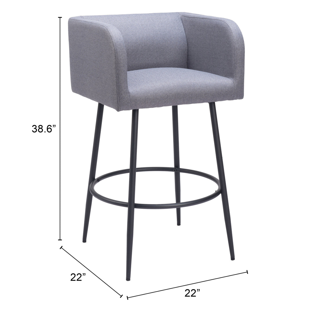 Horbat Barstool Set of 2 Gray Poly Linen Seat Steel Frame Modern Design Image 9