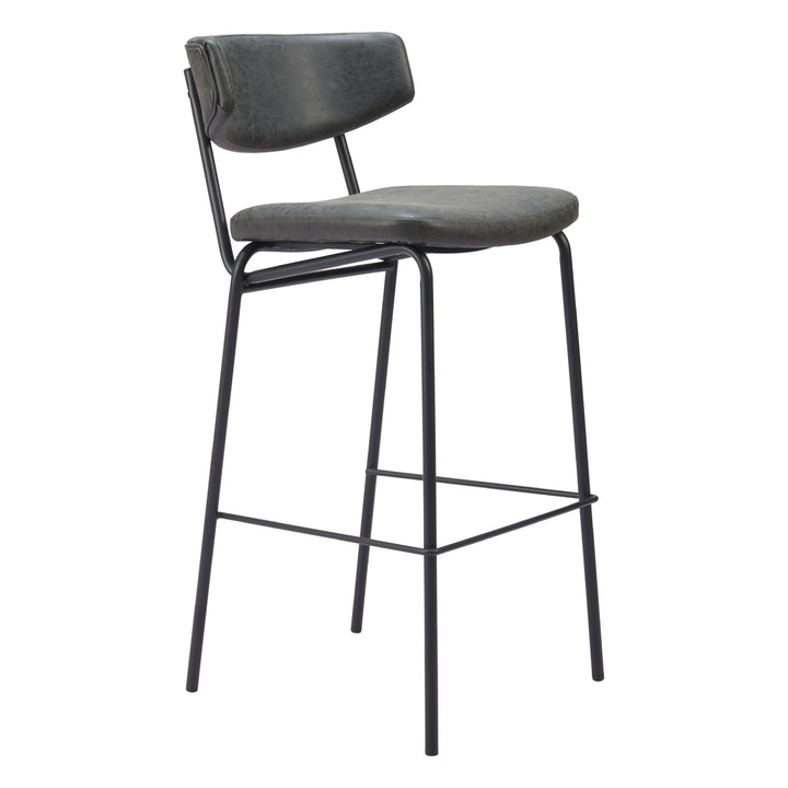 Charon Barstool Set of 2 Vintage Black Vinyl Steel Frame Bauhaus Design Image 1