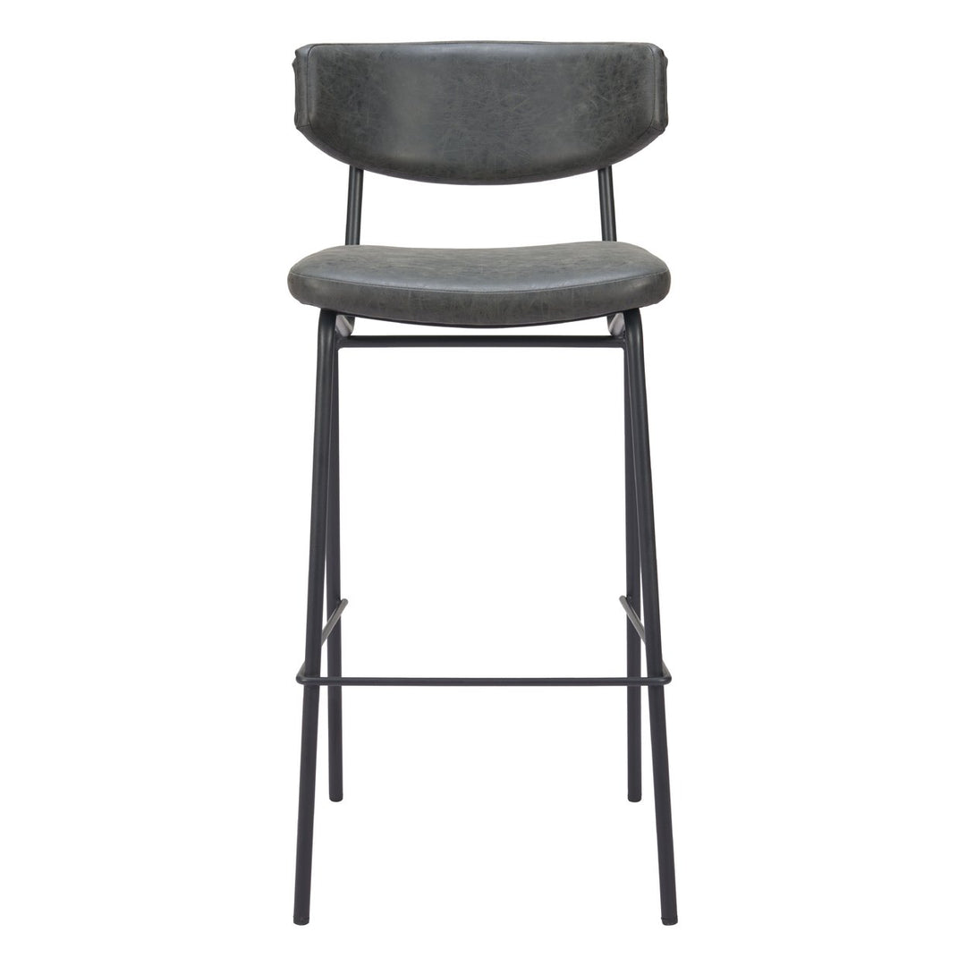 Charon Barstool Set of 2 Vintage Black Vinyl Steel Frame Bauhaus Design Image 3