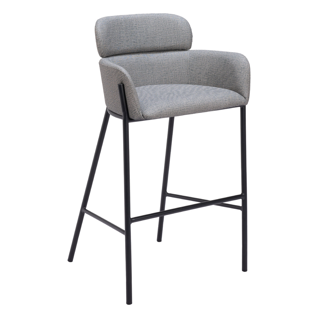 Bremor Barstool Slate Gray Modern Vinyl Steel Frame Kitchen Dining Seating Image 1