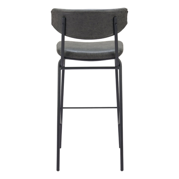 Charon Barstool Set of 2 Vintage Black Vinyl Steel Frame Bauhaus Design Image 4