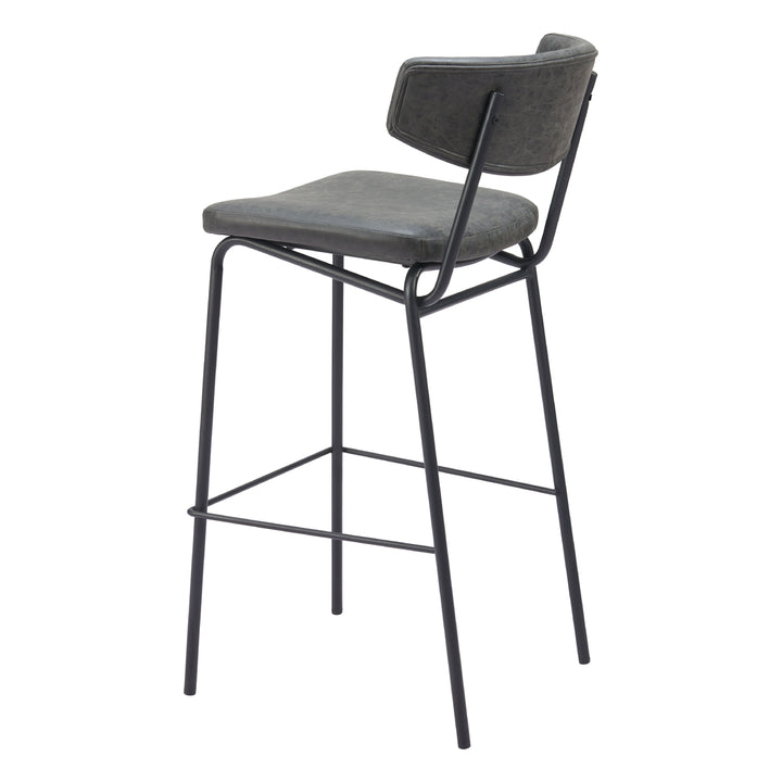 Charon Barstool Set of 2 Vintage Black Vinyl Steel Frame Bauhaus Design Image 5