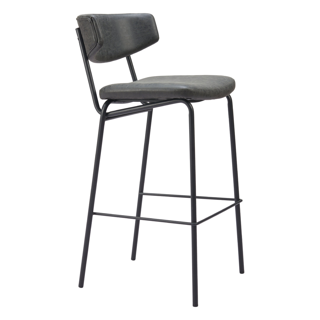 Charon Barstool Set of 2 Vintage Black Vinyl Steel Frame Bauhaus Design Image 6