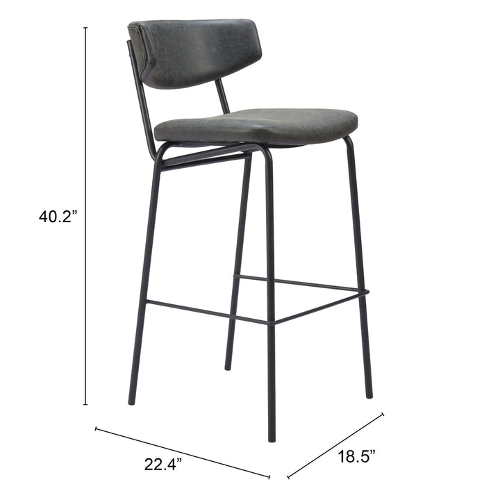 Charon Barstool Set of 2 Vintage Black Vinyl Steel Frame Bauhaus Design Image 9