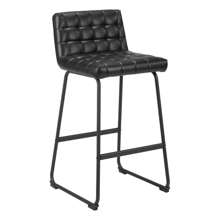 Pago Barstool Set of 2 Black Vinyl Seat Steel Frame Modern Art Deco Design Image 1