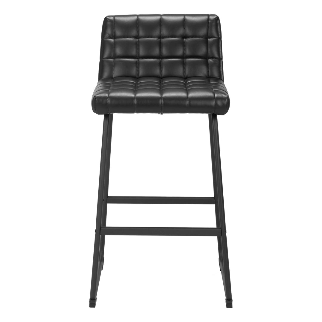 Pago Barstool Set of 2 Black Vinyl Seat Steel Frame Modern Art Deco Design Image 3