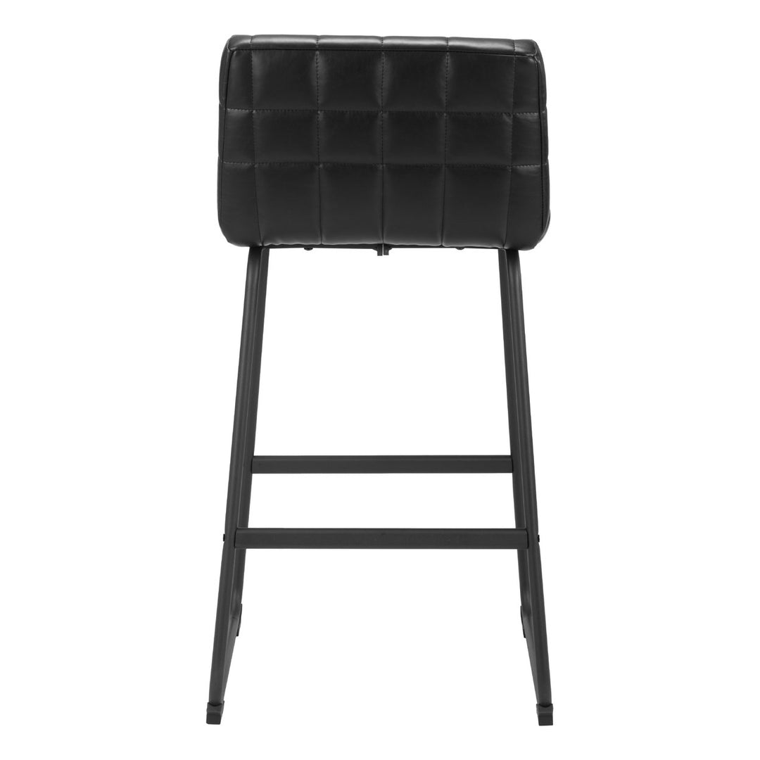 Pago Barstool Set of 2 Black Vinyl Seat Steel Frame Modern Art Deco Design Image 4