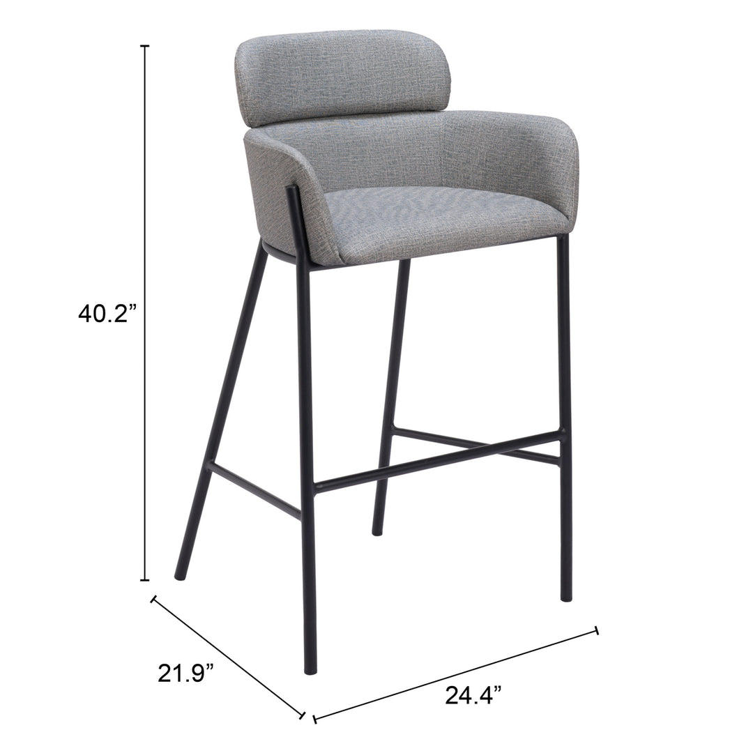 Bremor Barstool Slate Gray Modern Vinyl Steel Frame Kitchen Dining Seating Image 8