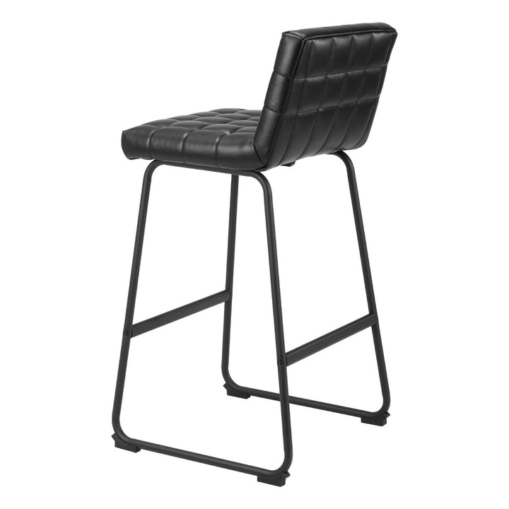 Pago Barstool Set of 2 Black Vinyl Seat Steel Frame Modern Art Deco Design Image 5