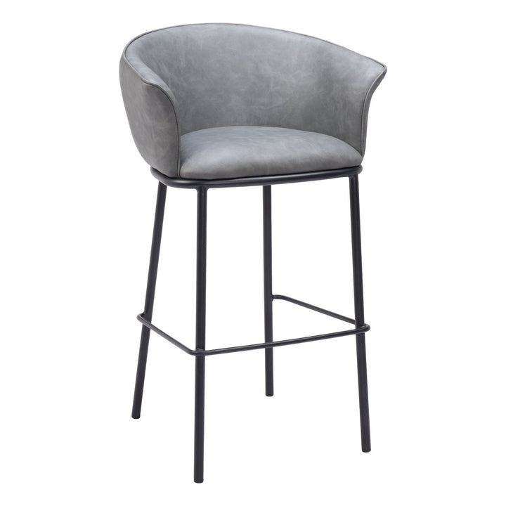 Garston Barstool Gray Steel Frame Vinyl Modern Counter Height Kitchen Seat Image 1