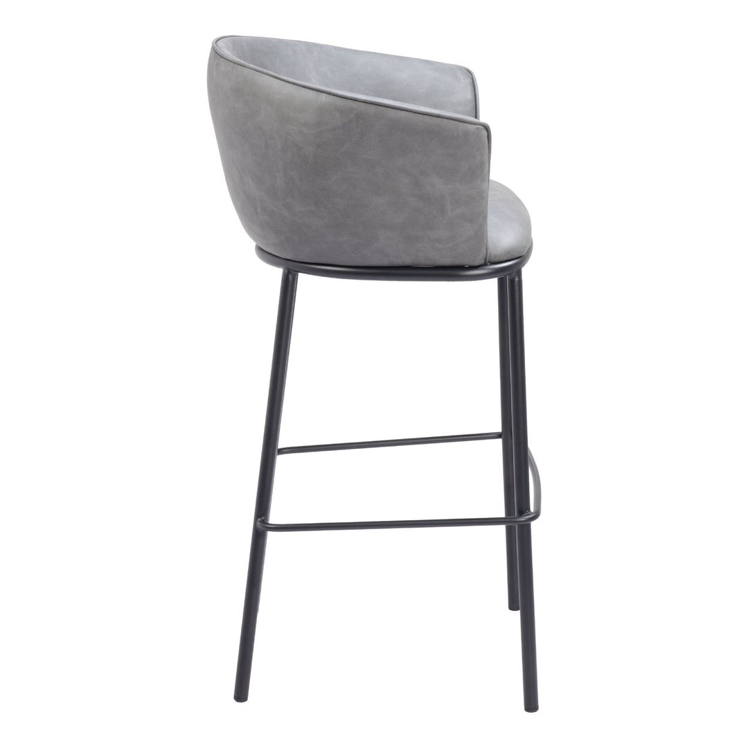 Garston Barstool Gray Steel Frame Vinyl Modern Counter Height Kitchen Seat Image 2