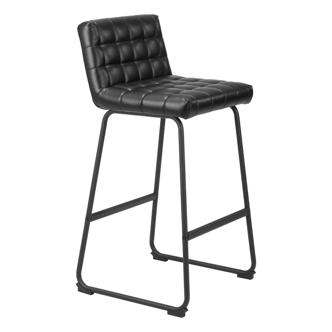 Pago Barstool Set of 2 Black Vinyl Seat Steel Frame Modern Art Deco Design Image 6