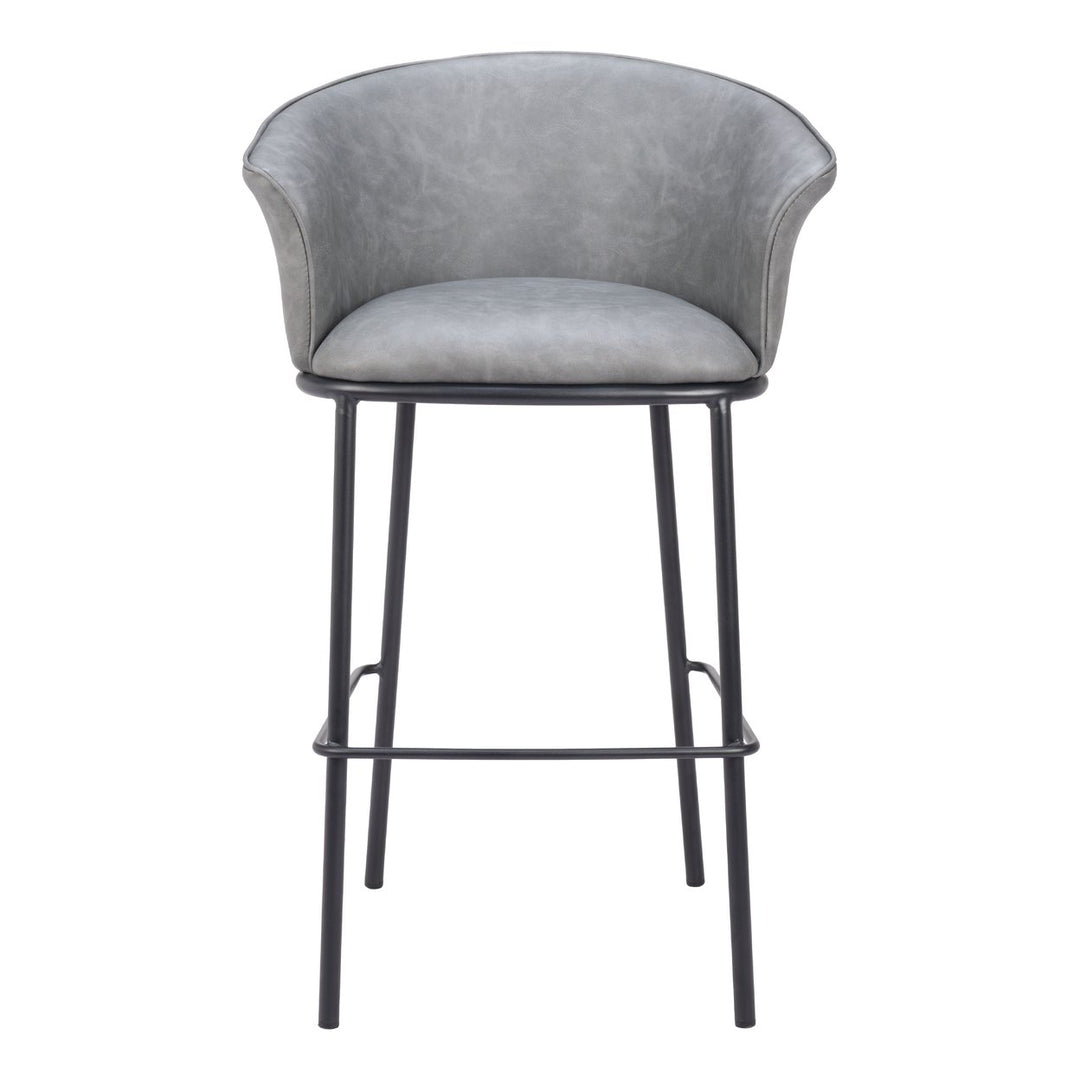 Garston Barstool Gray Steel Frame Vinyl Modern Counter Height Kitchen Seat Image 3