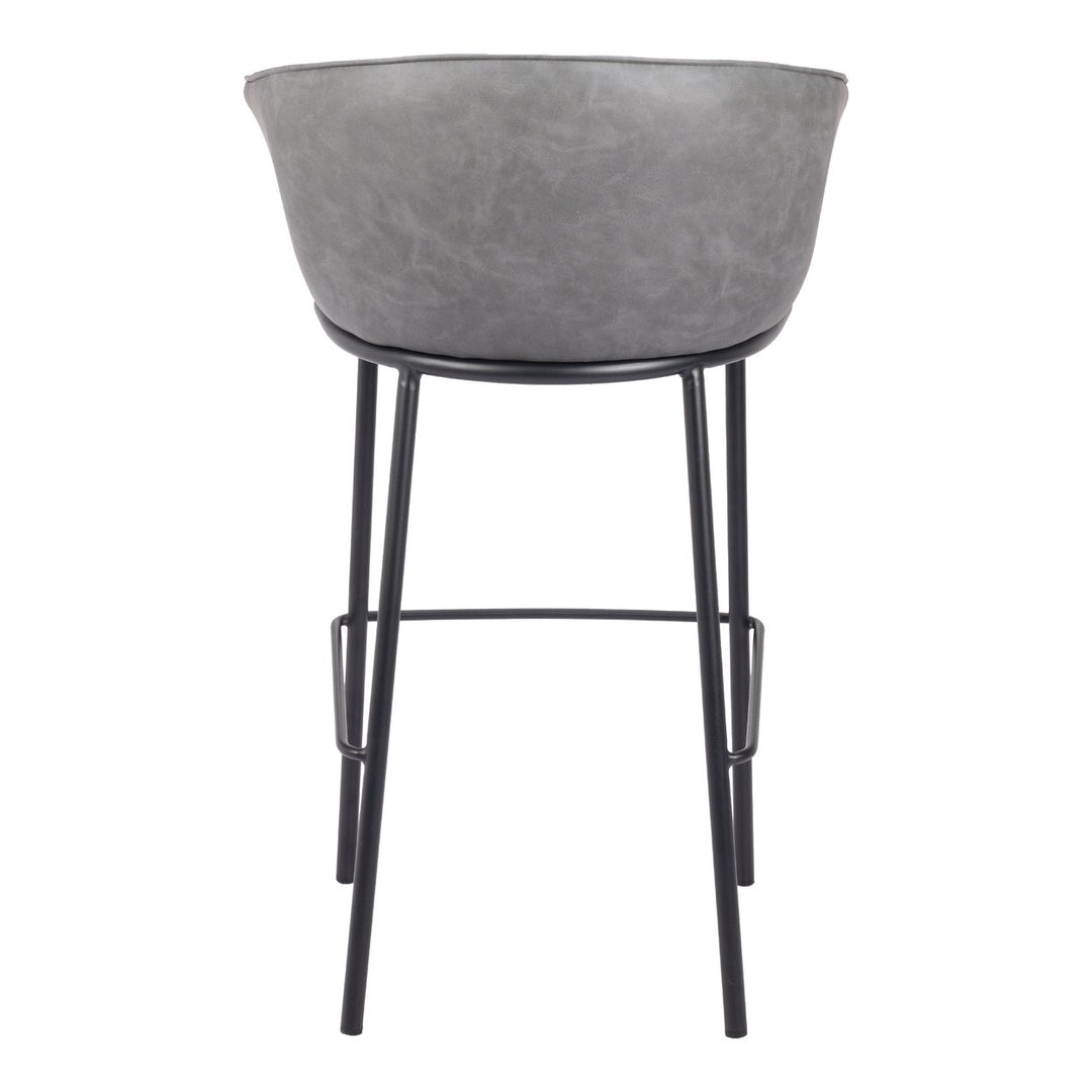 Garston Barstool Gray Steel Frame Vinyl Modern Counter Height Kitchen Seat Image 4