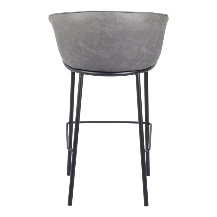 Garston Barstool Gray Steel Frame Vinyl Modern Counter Height Kitchen Seat Image 4