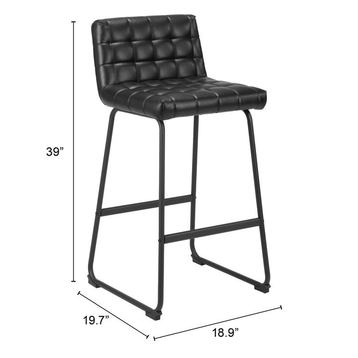 Pago Barstool Set of 2 Black Vinyl Seat Steel Frame Modern Art Deco Design Image 8