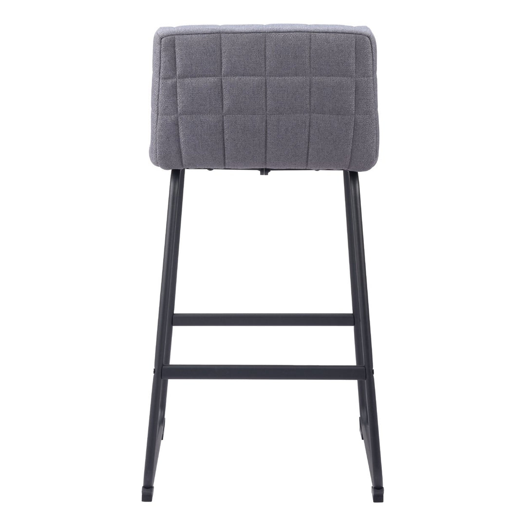 Pago Barstool Set of 2 Gray Modern Art Deco Design Polyester Steel Frame Image 4