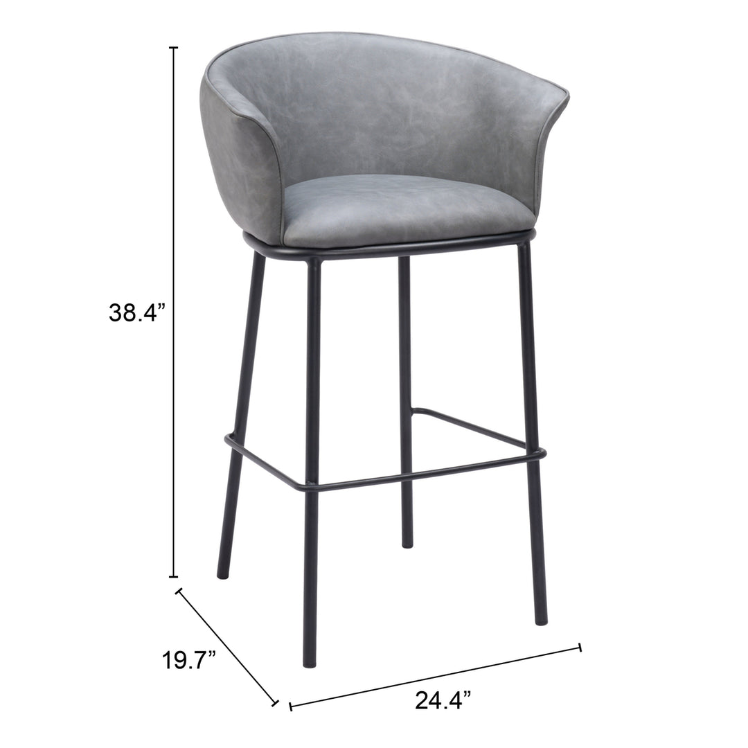 Garston Barstool Gray Steel Frame Vinyl Modern Counter Height Kitchen Seat Image 8