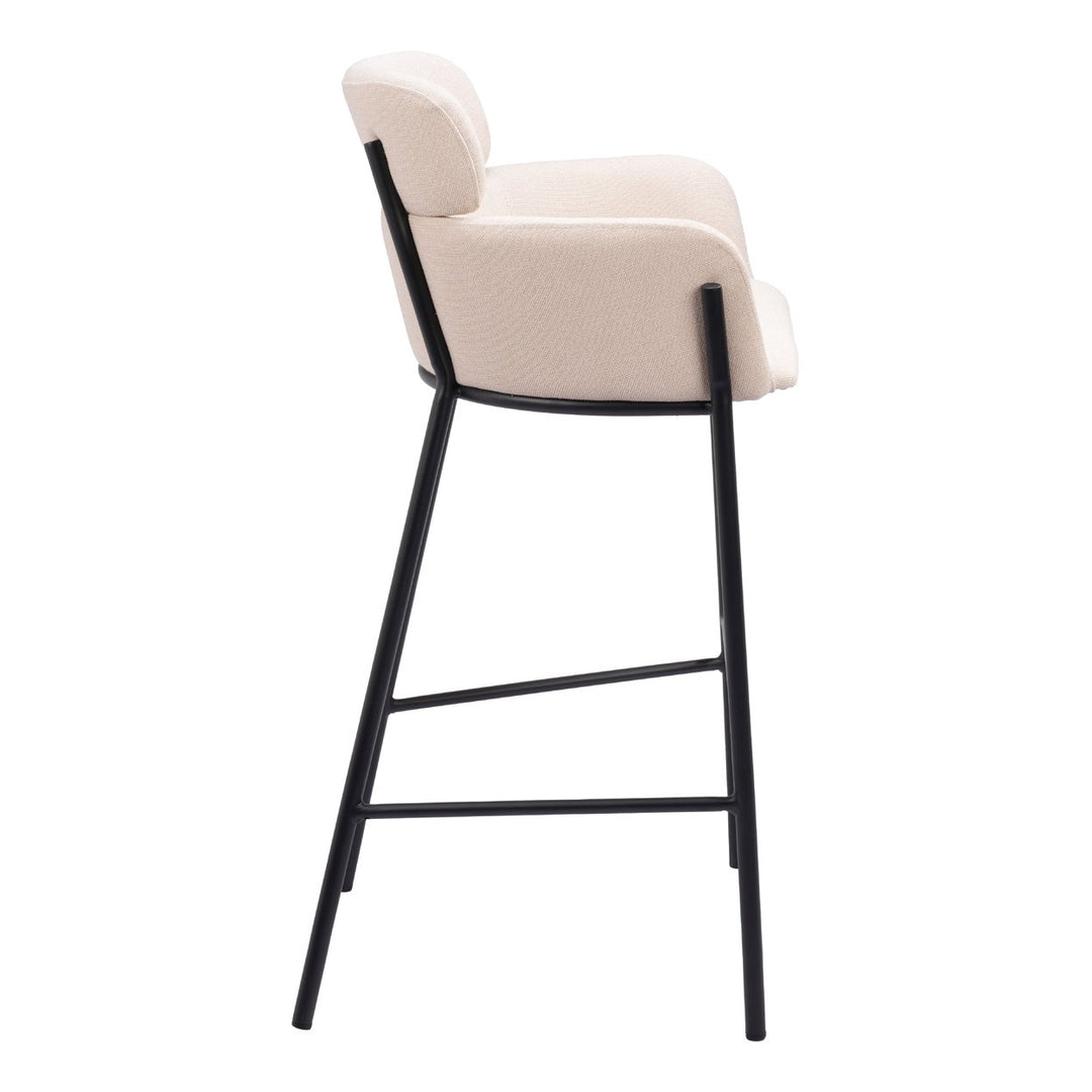 Bremor Barstool Beige Steel Frame Vinyl Upholstered Modern Kitchen Seating Image 2