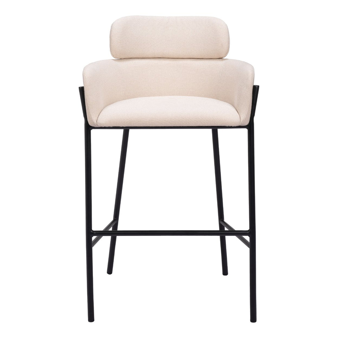 Bremor Barstool Beige Steel Frame Vinyl Upholstered Modern Kitchen Seating Image 3