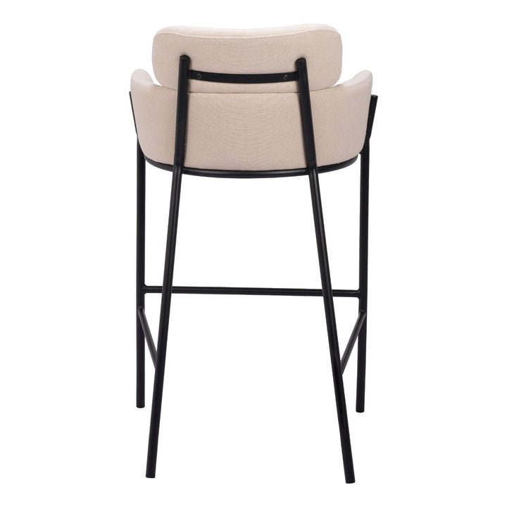 Bremor Barstool Beige Steel Frame Vinyl Upholstered Modern Kitchen Seating Image 4