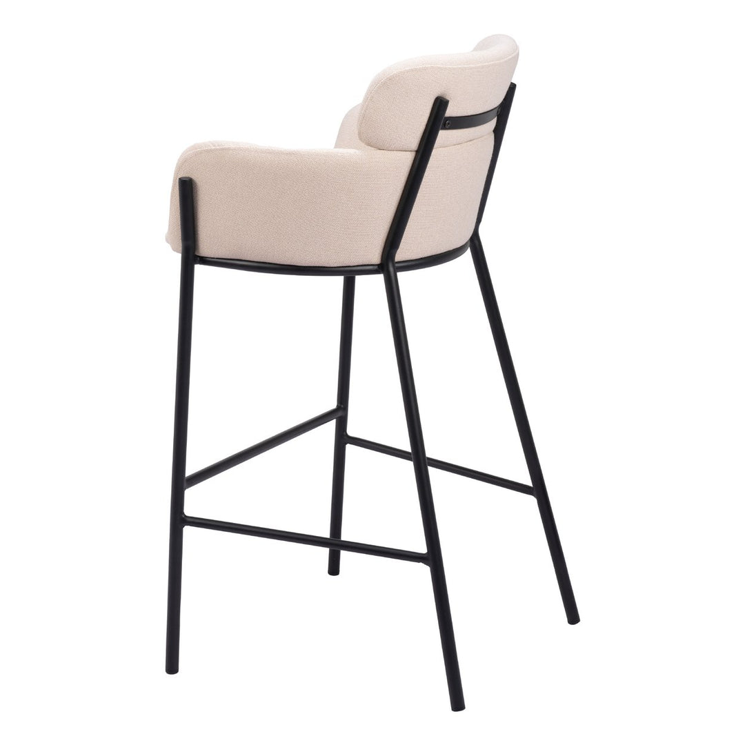 Bremor Barstool Beige Steel Frame Vinyl Upholstered Modern Kitchen Seating Image 5