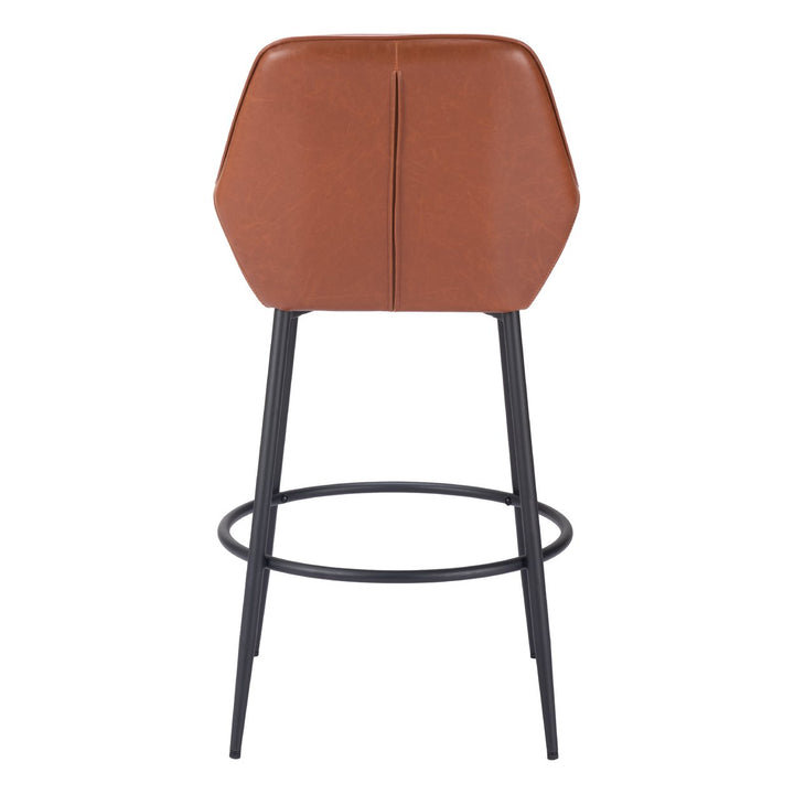 Vila Barstool Set of 2 Brown Vinyl Seat Steel Frame Modern Art Deco Design Image 4